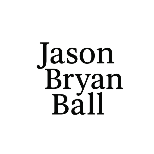 "Jason Bryan Ball personal logo in bold black serif font on a white background"