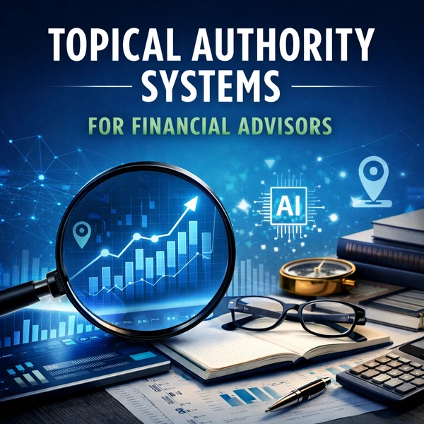 Topical authority content system for financial advisors focused on AI-ready search visibility and niche expertise.
